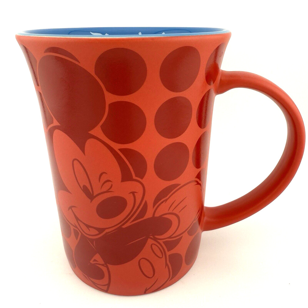 MICKEY MOUSE Walt Disney World RED/BLUE Wink FLARED 16oz Coffee MUG Tea CUP 4¾"